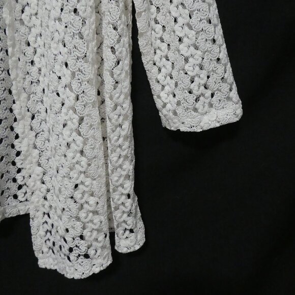 SOUTHERN LADY | medium | Cream Crochet Open Front 3/4 Sleeve Cardigan - Picture 10 of 16